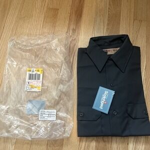 Big Mac Charcoal Long Sleeve Button Up Work Shirt Medium New NWT 15 15.5 Vintage